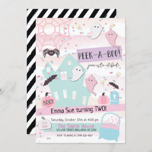 Pastel Peek-A-Boo Halloween Party 2nd Birthday  Invitation