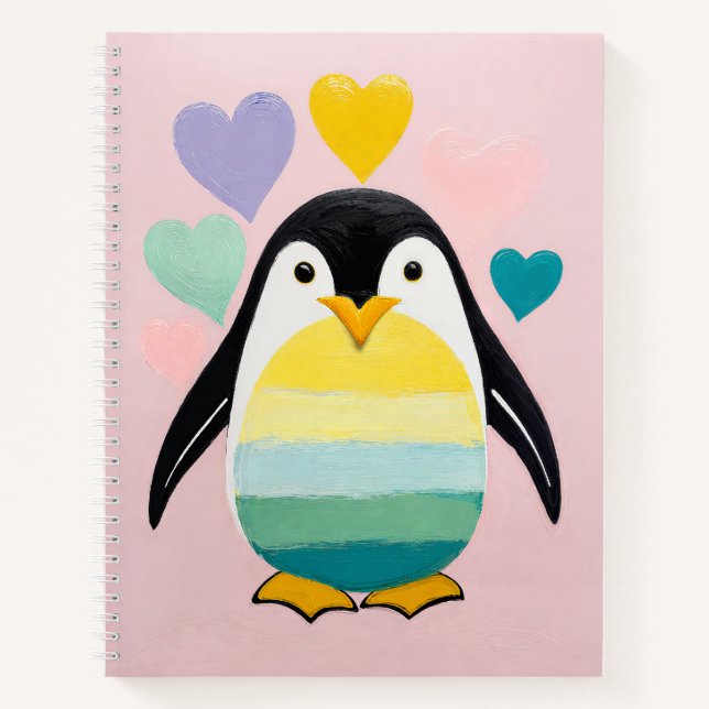 Pastel Penguin Heart Notebook (Front)