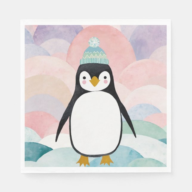 Pastel Penguin Peak Napkin (Front)
