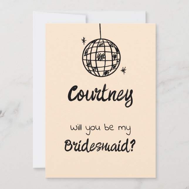 Pastel Penmanship Bridesmaid Invitation Apricot (Front)