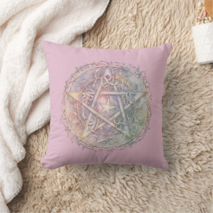 Pastel Pentagram Pagan Wiccan Witchcraft Halloween Cushion