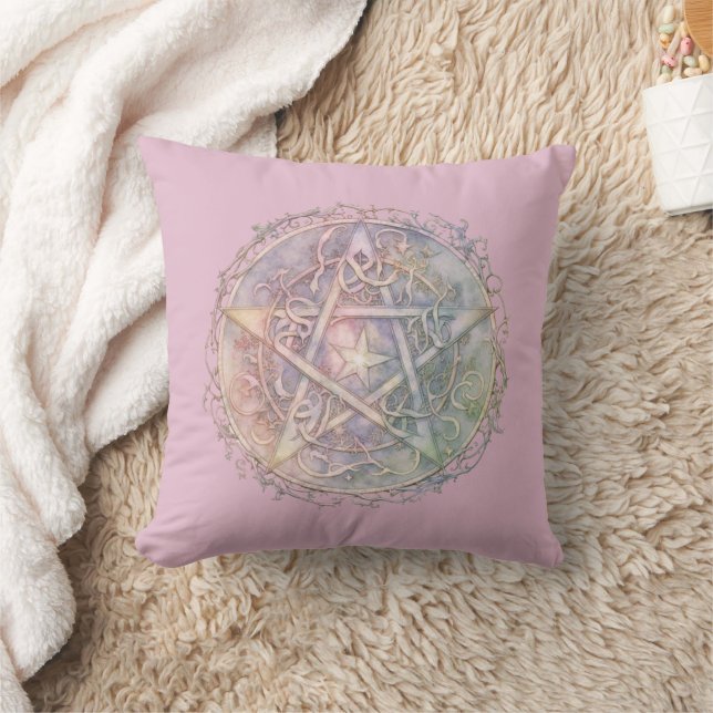 Pastel Pentagram Pagan Wiccan Witchcraft Halloween Cushion (Blanket)