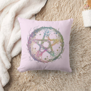 Pastel Pentagram Pagan Wiccan Witchcraft Halloween Cushion