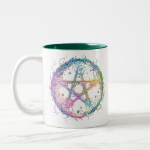Pastel Pentagram Pagan Wiccan Witchcraft Halloween Two-Tone Coffee Mug