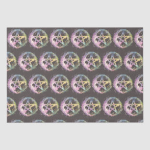 Pastel Pentagram Witchcraft Dark Grey Halloween Tissue Paper