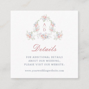 Pastel Peonies Frame Wedding Details Website Enclosure Card
