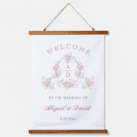 Pastel Peonies Frame Wedding Monograms Welcome