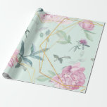 Pastel Peonies Geometric Floral Wedding Wrapping Paper<br><div class="desc">Chic pastel style blush pink,  purple and mint floral geometric wedding gift wrap.</div>