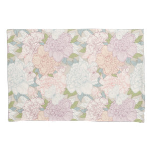 Pastel Peony & Butterfly Flower Pattern Pillowcase