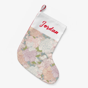 Pastel Peony & Butterfly Flower Pattern Small Christmas Stocking