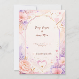 Pastel Peony Love Song Wedding Romance Invitation