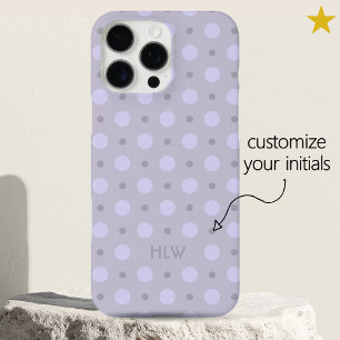 Pastel Periwinkle Dots Pattern Custom Name Initial iPhone 16 Pro Max Case