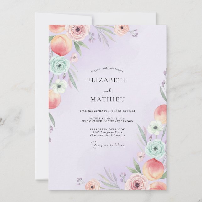 Pastel Periwinkle Foliage Eucalyptus Wedding Invitation (Front)