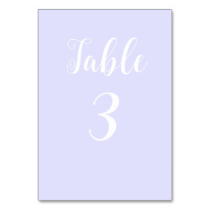 Pastel Periwinkle Purple Table Number