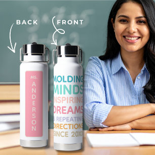 Pastel Personalised Teacher Quote Water Bottle