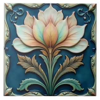 Pastel Petals on Teal Tile