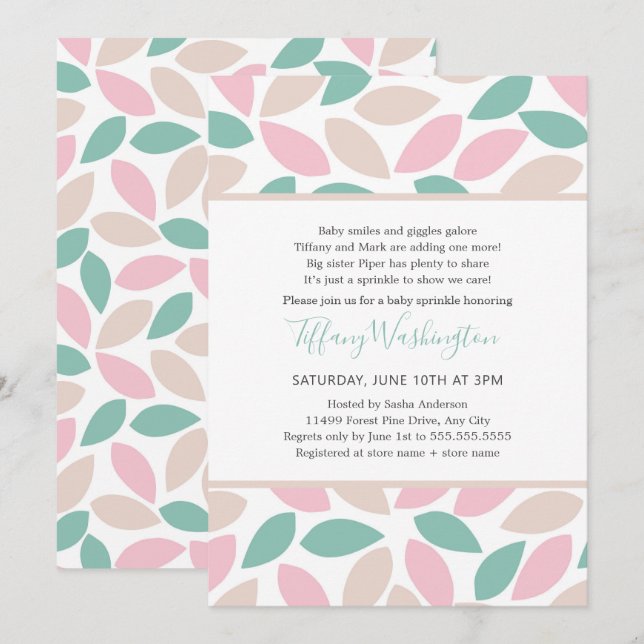 Pastel Petals poem baby sprinkle Invitation (Front/Back)