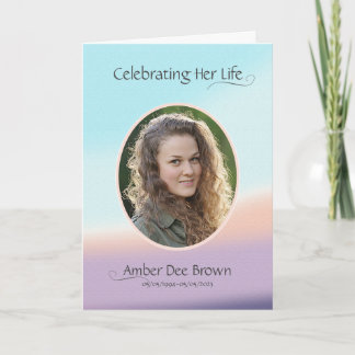 Pastel Photo Funeral Obituary Folded Program Programme