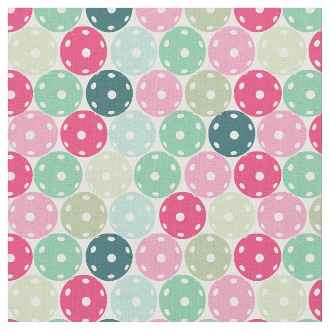 Pastel Pickleballs on white - customisable fabric (Close Up)
