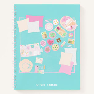 Pastel Picnic Scene Illustrated Spiral Notebook