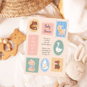 Pastel Picture Frame Woodland Baby Shower Invite