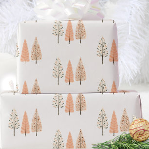 Pastel Pine Tree Christmas Holiday Gift Wrapping Paper
