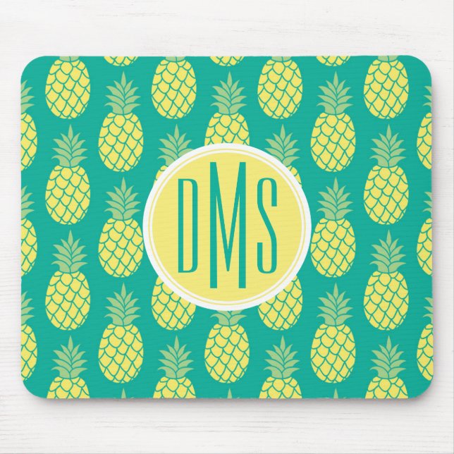 Pastel Pineapples | Monogram Mouse Mat (Front)