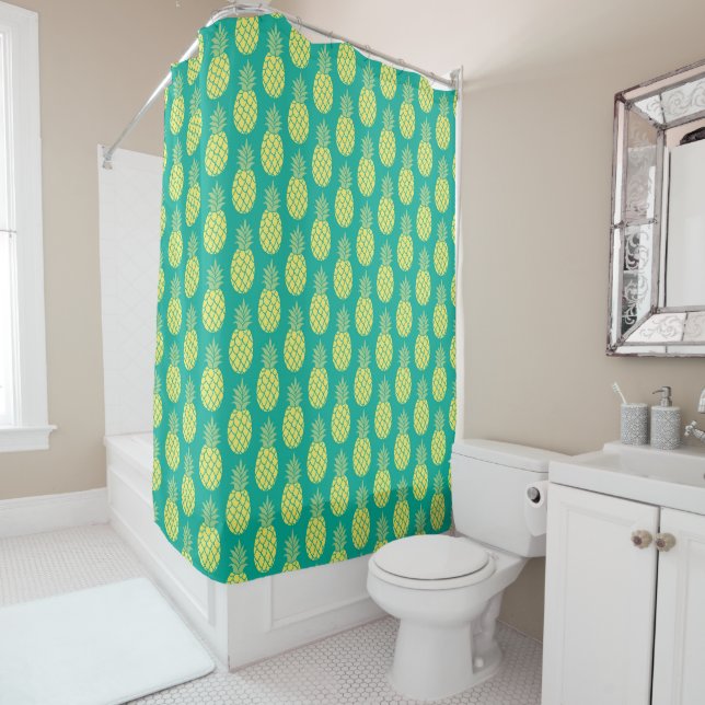 Pastel Pineapples Shower Curtain (In Situ)