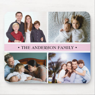 Pastel Pink 4 Photo Collage Custom Mouse Mat