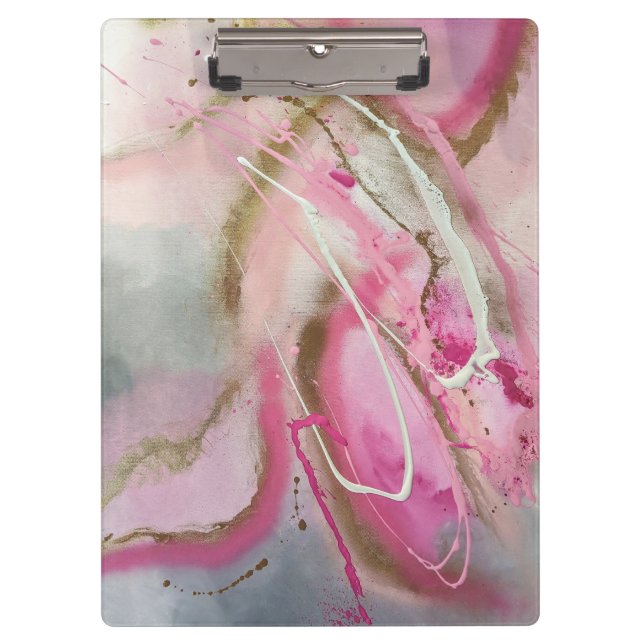 Pastel Pink Abstract Art on Canvass Clipboard (Front)