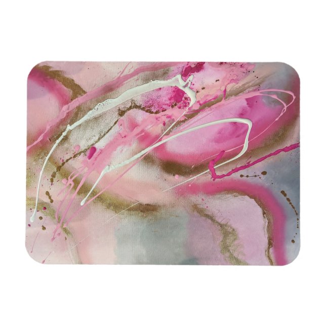 Pastel Pink Abstract Art on Canvass Magnet (Horizontal)