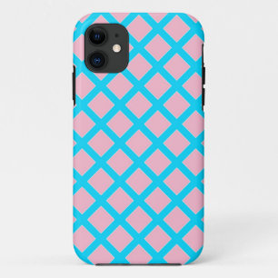 Pastel Pink and Baby Blue Diamonds Pattern iPhone 11 Case