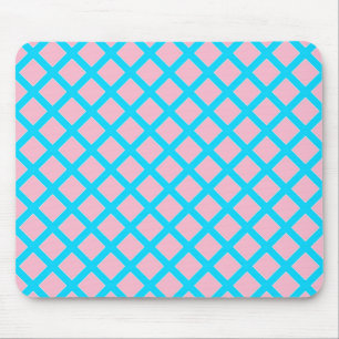 Pastel Pink and Baby Blue Diamonds Pattern Mouse Mat