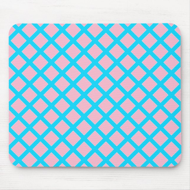 Pastel Pink and Baby Blue Diamonds Pattern Mouse Mat (Front)