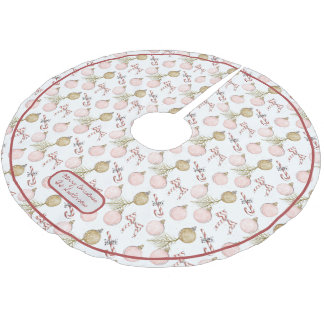 Pastel Pink and Birch Merry Christmas Brushed Polyester Tree Skirt