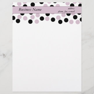Pastel Pink and Black Polka Dot Letterhead