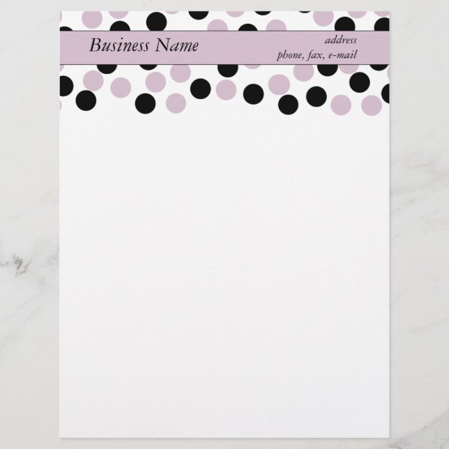Pastel Pink and Black Polka Dot Letterhead (Front)