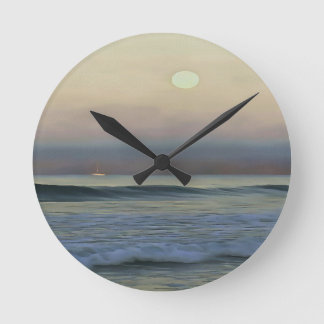 Pastel Pink and Blue Dalyan Beach Sunset  Round Clock