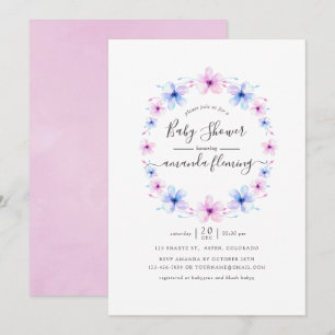 Pastel Pink and Blue Floral Baby Shower Invitation