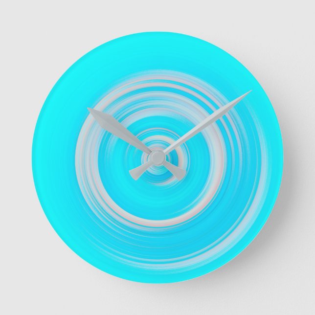Pastel Pink and Blue Spiral Abstract Contemporary Round Clock (Front)