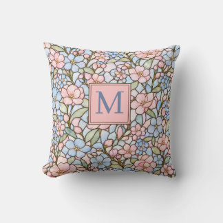 Pastel Pink and Blue Stained Glass Personalised Cushion