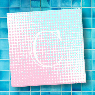 Pastel pink and blue two-tone gradient monogram post-it notes