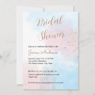 Pastel Pink and Blue Watercolor Bridal Shower  Invitation