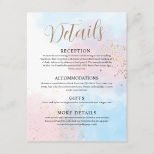 Pastel Pink and Blue Watercolor Wedding Enclosure Card
