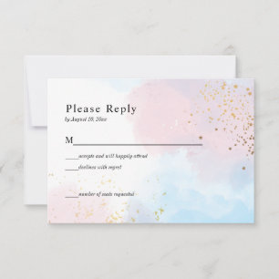 Pastel Pink and Blue Watercolor Wedding RSVP Card