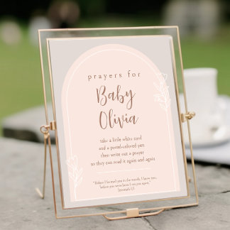 Pastel Pink and Copper Brown Prayers for Baby Sign