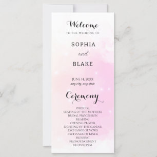 Pastel Pink and Cream Sparkling Wedding Program
