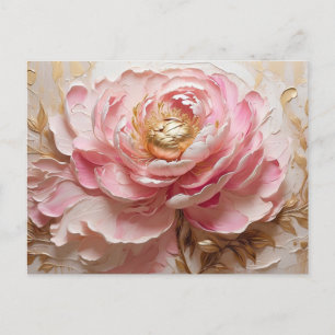 Pastel Pink and Gold Peony Flower  Postcard