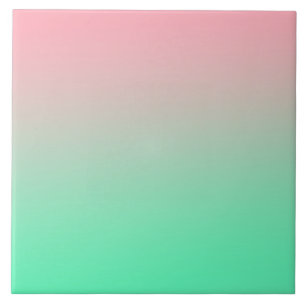 Pastel pink and green gradient ombre pair tile