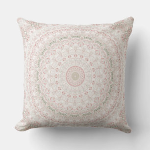 Pastel Pink and Green Mandala Pattern Design Cushion